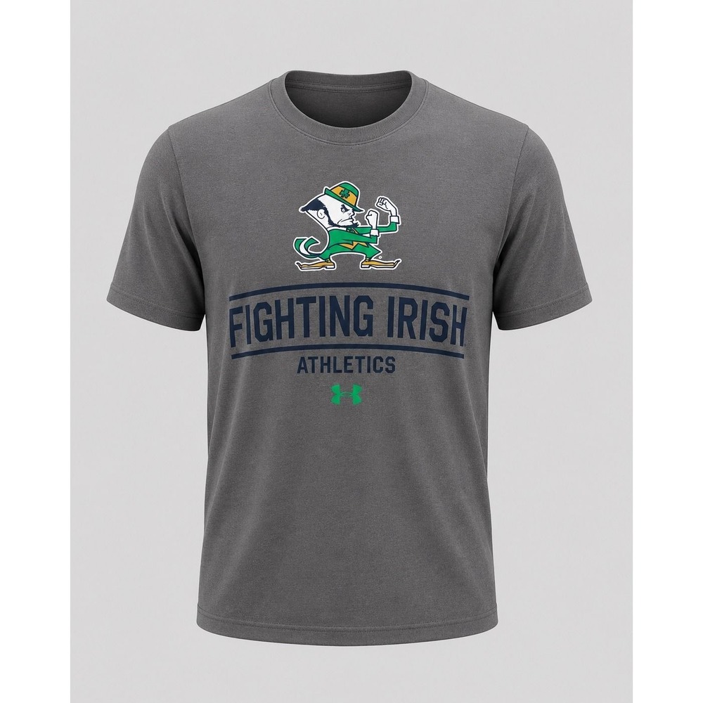 Under Armour Notre Dame Fighting Irish Athletics HeatGear Tee Gray Mens Small